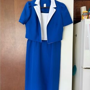 Blue and White Two-Piece Dress Suit